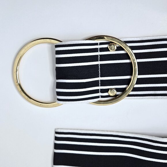 Lauren Ralph Lauren Nautical Blue & White Striped D-Ring Belt (Size S/M) - Picture 5 of 8